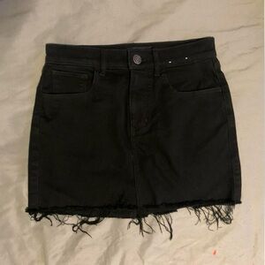 Express Black Frayed Hem Mini Skirt